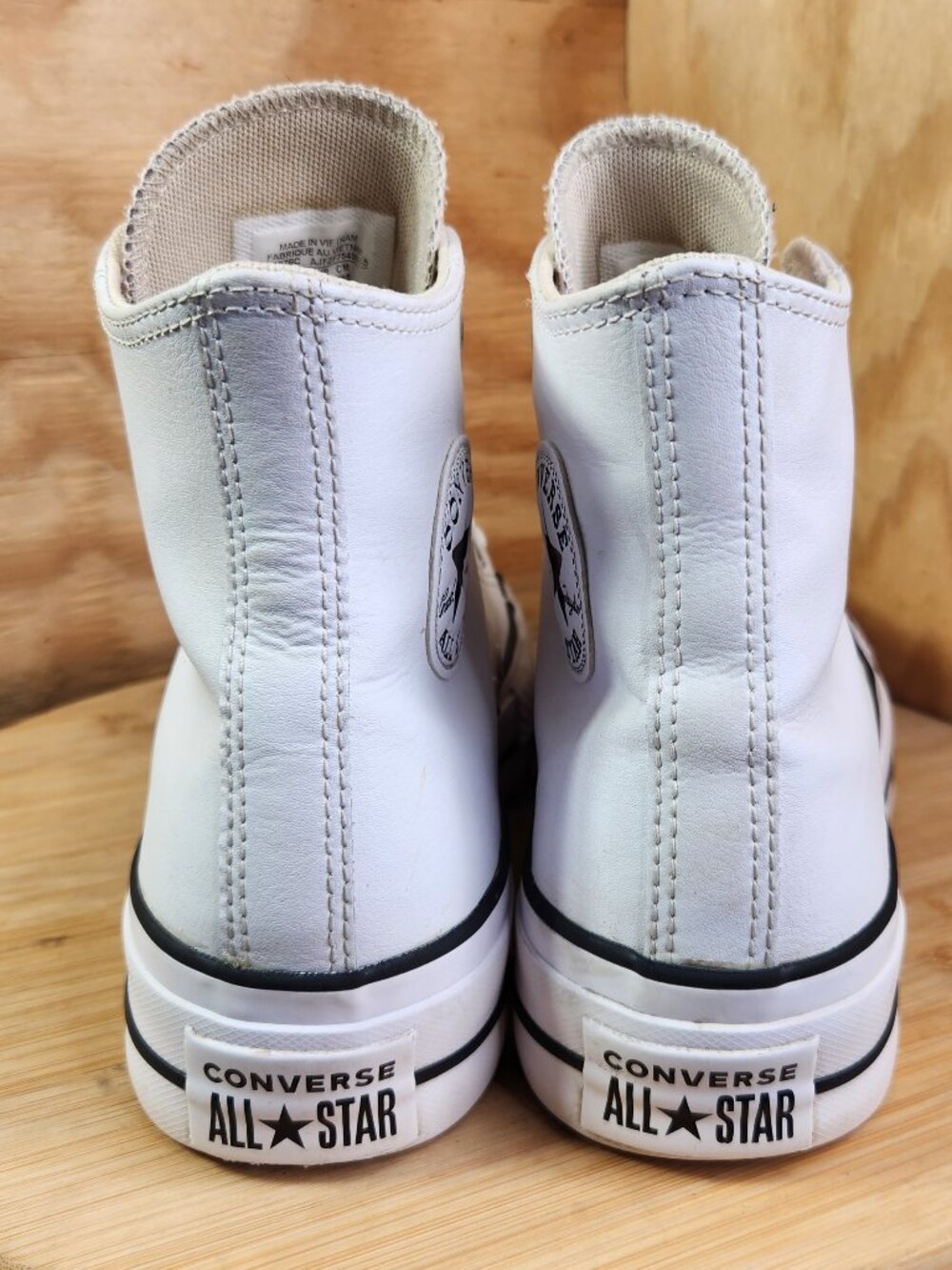 Converse Chuck Taylor All Star Womens White Leather Lift Platform Shoes Size 8 - Picture 6 of 12